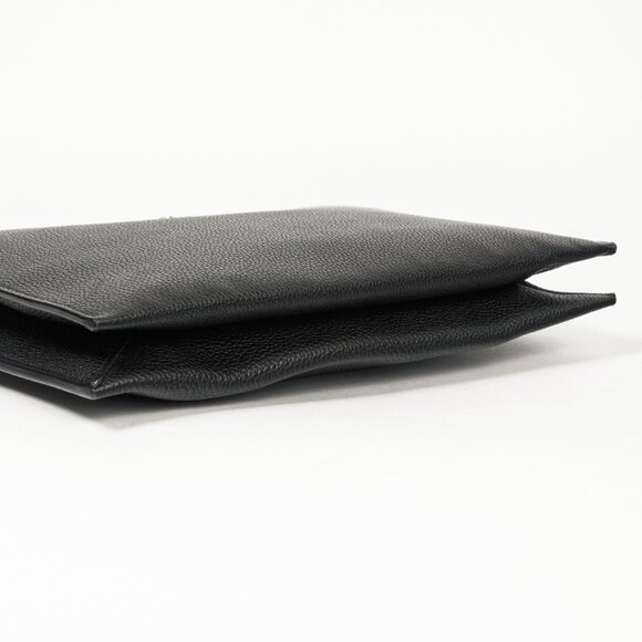 Saint Laurent Black Pebbled-Leather Flat Snap-Closure Clutch - Picture 5 of 14